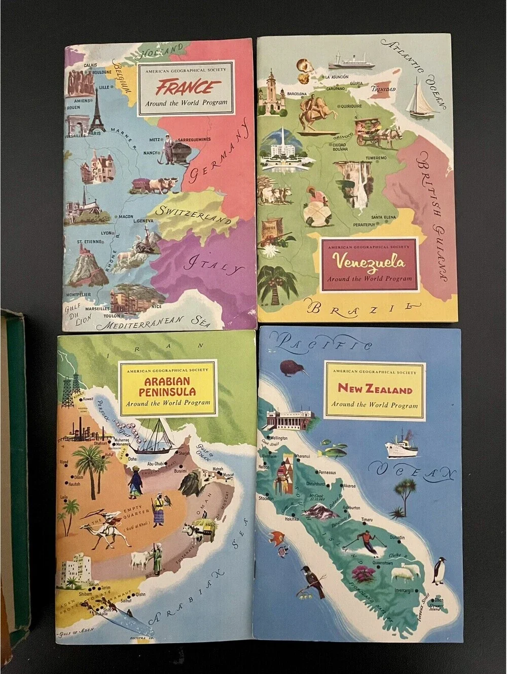 Vintage 1963 American Geographical Society Around the World Program 4 book set